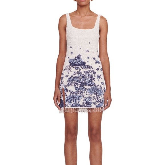 STAUD Le Sable Floral Beaded Minidress sz 4 NWT - Picture 3 of 10